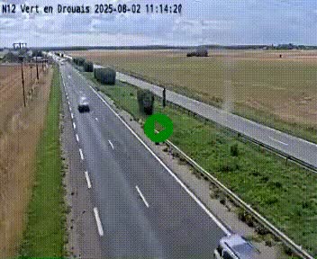 Webcam à hauteur de Vert-en-Drouais sur la N12, en périphérie de Dreux. Vue orientée vers Alençon