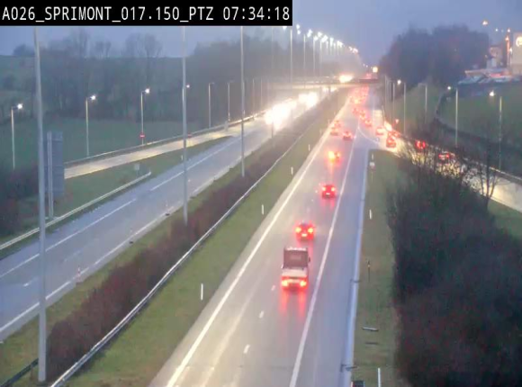 Webcam A26 (E25) à Sprimont, sur l'autoroute entre Liège et Arlon. Vue orientée vers le Luxembourg