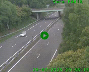 Caméra routière sur l'autoroute A20 au nord de Limoges, à la jonction avec la N520. Vue orientée vers Paris