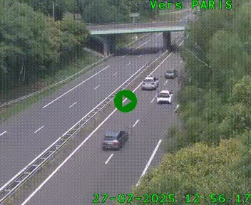 Caméra routière sur l'autoroute A20 au nord de Limoges, à la jonction avec la N520. Vue orientée vers Paris