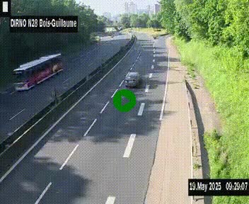 Webcam routière à hauteur de Bois-Guillaume en périphérie de Rouen. Vue orientée vers Rouen