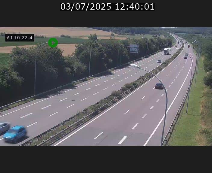 Traffic live webcam Luxembourg Flaxweiler - A1 direction Luxembourg - BK 22.4