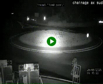 Webcam au nord d'Ax-les-Thermes au niveau de l'aire de chaînage de la N20. Vue orientée vers les Pyrénées, en direction de Pas de la Case