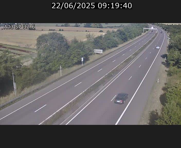 Webcam info trafic A13 à hauteur de Mondorf-les-bains. Vue orientée vers Altwies