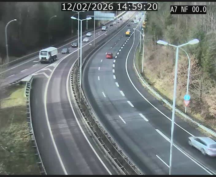 Caméra autoroute Luxembourg A7 - Echangeur A1/A7 Grünewald direction Tunnel Stafelter