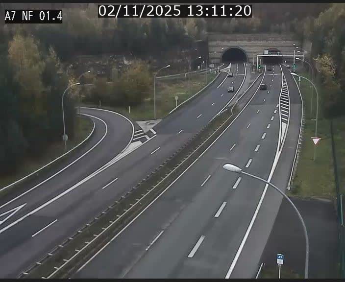 Caméra autoroute Luxembourg A7 - Echangeur Waldhaff - direction Tunnel Stafelter