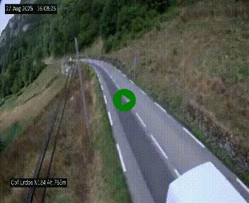 Webcam dans les Pyrénées Atlantique au niveau du col d'Urdos et du fort du Pourtalet sur la N134, en direction du Col et du tunnel du Somport, à 765 mètres d'altitude