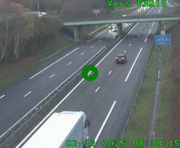 Caméra routière sur l'autoroute A20 au nord de Limoges, à la jonction avec la N520. Vue orientée vers Paris