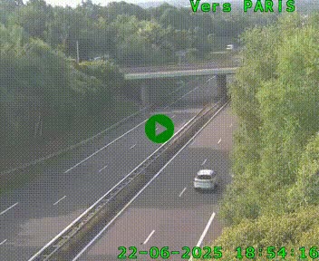 Caméra routière sur l'autoroute A20 au nord de Limoges, à la jonction avec la N520. Vue orientée vers Paris