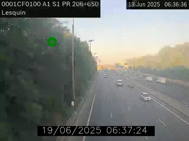 Webcam autoroute A1 à hauteur de Lesquin. Vue orientée vers Lille