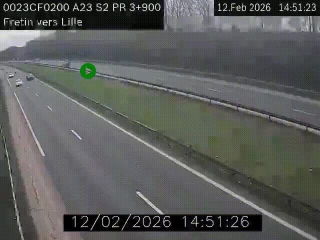 Webcam autoroute A23 à hauteur de Fretin. Vue orientée vers Lille