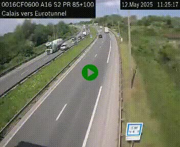 Webcam A16 à Calais en direction du Tunnel sous la Manche (Eurotunnel)