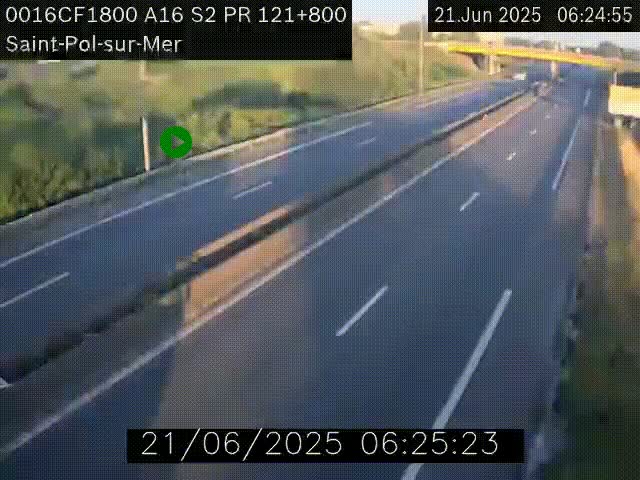Webcam autoroute A16 à proximité de Dunkerque, à hauteur de la sortie Saint-Pol-sur-Mer. Vue orientée vers Calais