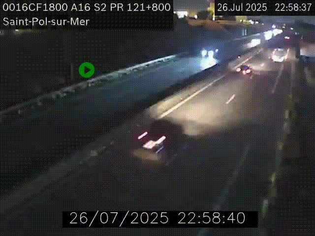Webcam autoroute A16 à proximité de Dunkerque, à hauteur de la sortie Saint-Pol-sur-Mer. Vue orientée vers Calais