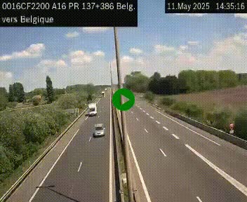 Webcam à la frontière franco-belge au niveau de Bray-Dunes/De-Panne sur l'autoroute A16. Vue orientée vers la Belgique
