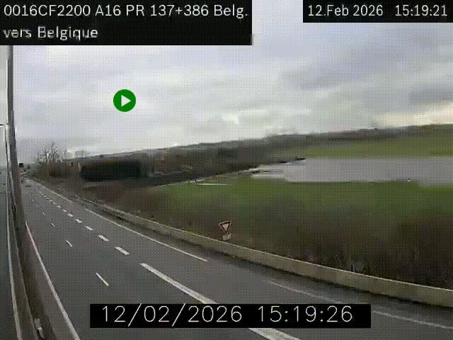 Webcam à la frontière franco-belge au niveau de Bray-Dunes/De-Panne sur l'autoroute A16. Vue orientée vers la Belgique
