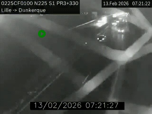 Webcam autoroute A25 (N225) à hauteur de Bergues (Bierne). Vue orientée vers Dunkerque.