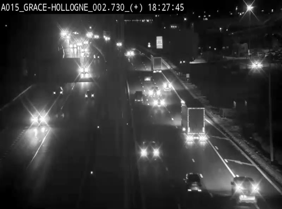 Webcam E42/A15 à Grâce-Hollogne, à proximité de la jonction avec l'A604. Vue orientée vers Namur