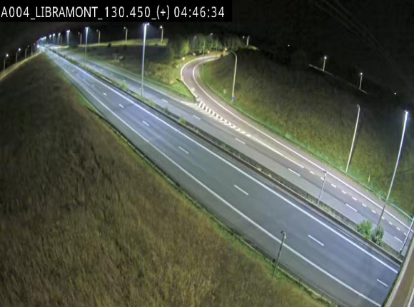 Webcam à Libramont sur l'E411 à la jonction avec la N89 menant vers Bouillon et la France. Vue orientée vers Arlon