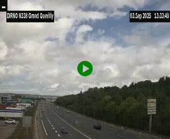 Webcam routière sur N338 à hauteur de Grand-Quevilly en périphérie de Rouen. Vue orientée vers Rouen