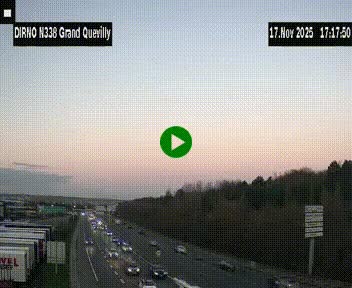 Webcam routière sur N338 à hauteur de Grand-Quevilly en périphérie de Rouen. Vue orientée vers Rouen