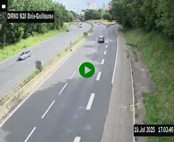 Webcam routière à hauteur de Bois-Guillaume en périphérie de Rouen. Vue orientée vers Rouen