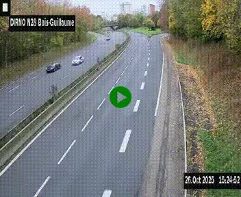 Webcam routière à hauteur de Bois-Guillaume en périphérie de Rouen. Vue orientée vers Rouen