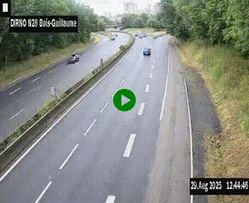 Webcam routière à hauteur de Bois-Guillaume en périphérie de Rouen. Vue orientée vers Rouen