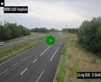 Webcam autoroute A150 à hauteur de La Vaupalière en périphérie de Rouen. Vue orientée vers Rouen