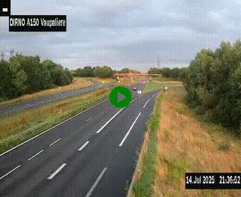 Webcam autoroute A150 à hauteur de La Vaupalière en périphérie de Rouen. Vue orientée vers Rouen