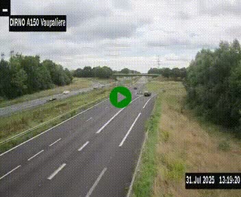 Webcam autoroute A150 à hauteur de La Vaupalière en périphérie de Rouen. Vue orientée vers Rouen