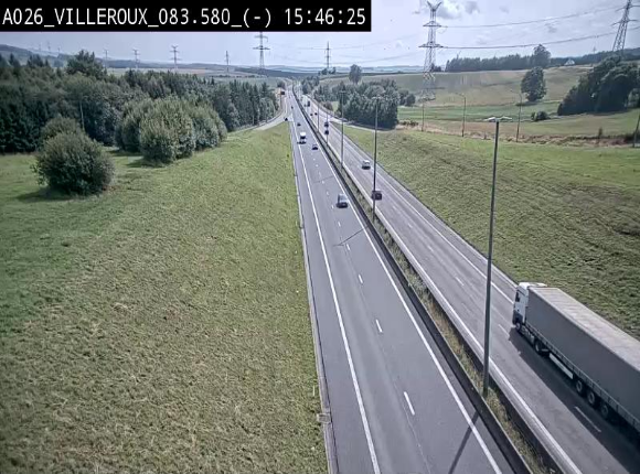 Webcam autoroute A26/E25 à hauteur de Vaux-sur-Sûre, à la jonction avec la N85 en direction de Liège - BK 83.6