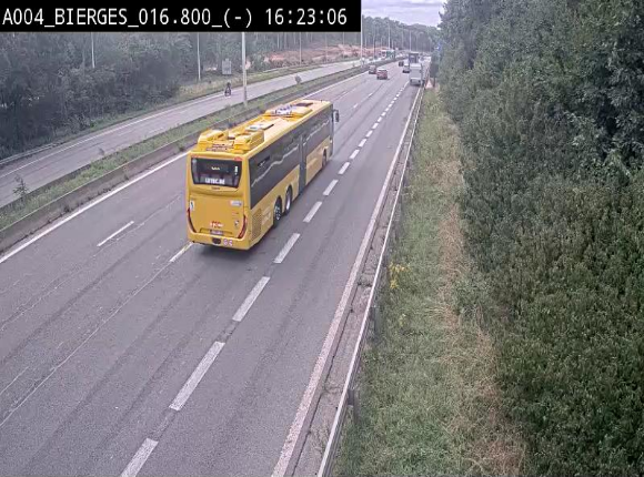 Webcam E411(A4) à Wavre, à hauteur de la sortie 5 Bierges. Vue orientée vers Bruxelles