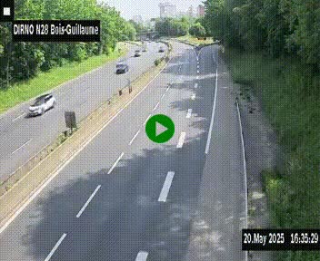 Webcam routière à hauteur de Bois-Guillaume en périphérie de Rouen. Vue orientée vers Rouen