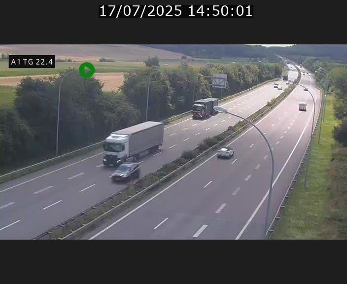 Traffic live webcam Luxembourg Flaxweiler - A1 direction Luxembourg - BK 22.4