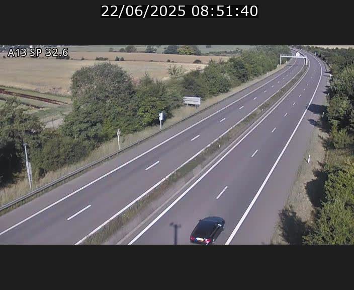 Webcam info trafic A13 à hauteur de Mondorf-les-bains. Vue orientée vers Altwies