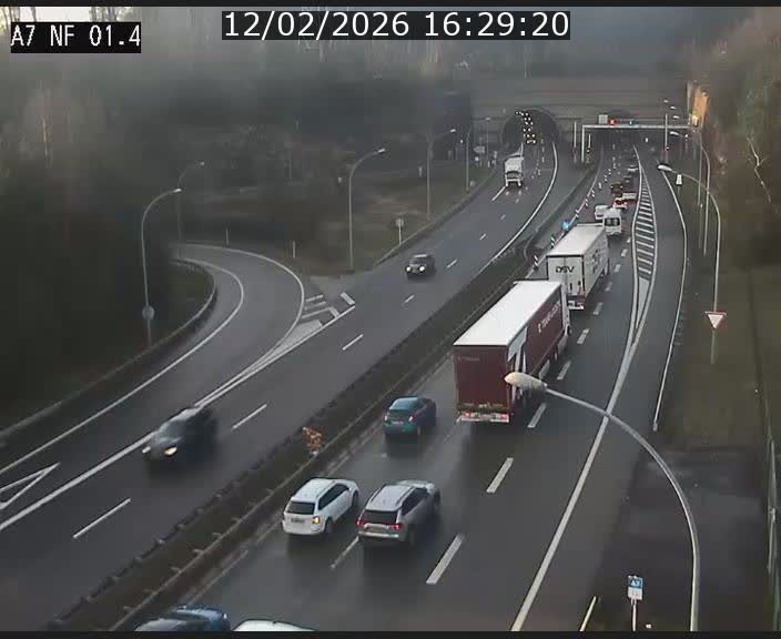 Caméra autoroute Luxembourg A7 - Echangeur Waldhaff - direction Tunnel Stafelter