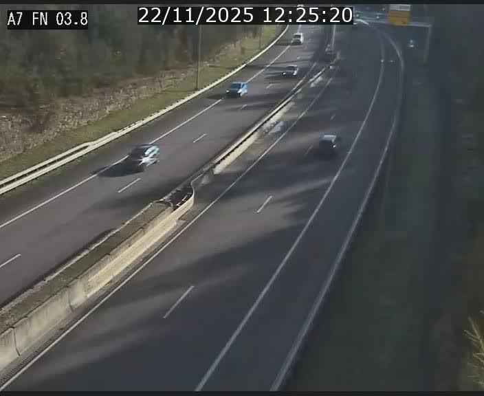 Caméra autoroute Luxembourg A7 - Passage à gibier Rëngelbour - direction Tunnel Stafelter