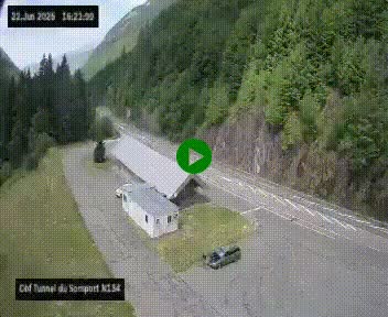 Webcam à l'entrée du tunnel du Somport, côté français, sur la N134, dans les Pyrénées, en direction de l'Espagne, à 1116 mètres d'altitude