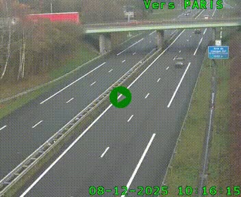 Caméra routière sur l'autoroute A20 au nord de Limoges, à la jonction avec la N520. Vue orientée vers Paris