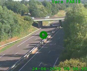 Caméra routière sur l'autoroute A20 au nord de Limoges, à la jonction avec la N520. Vue orientée vers Paris