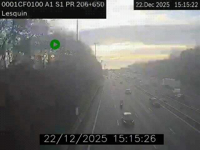 Webcam autoroute A1 à hauteur de Lesquin. Vue orientée vers Lille