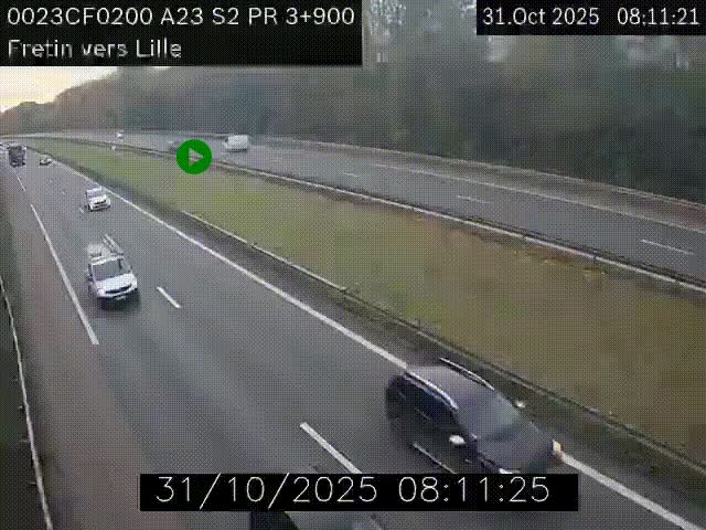 Webcam autoroute A23 à hauteur de Fretin. Vue orientée vers Lille