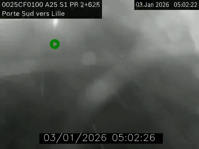 Webcam autoroute A25 sur le périphérique de Lille à hauteur de Lille-Sud et la sortie 3 Faches-Thumesnil. Vue orientée vers Lille-Centre.