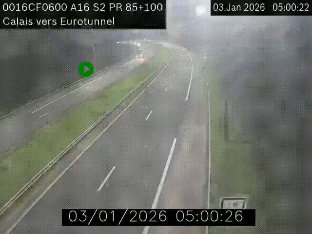 Webcam A16 à Calais en direction du Tunnel sous la Manche (Eurotunnel)