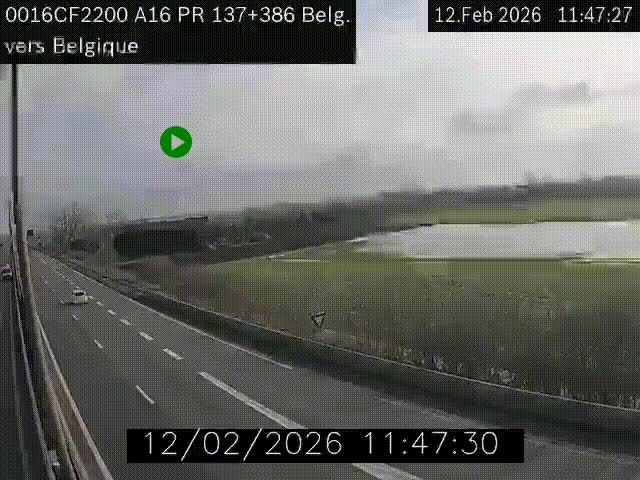 Webcam à la frontière franco-belge au niveau de Bray-Dunes/De-Panne sur l'autoroute A16. Vue orientée vers la Belgique