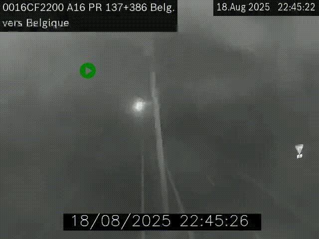 Webcam à la frontière franco-belge au niveau de Bray-Dunes/De-Panne sur l'autoroute A16. Vue orientée vers la Belgique