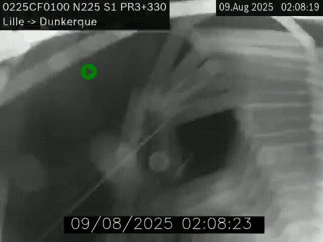 Webcam autoroute A25 (N225) à hauteur de Bergues (Bierne). Vue orientée vers Dunkerque.