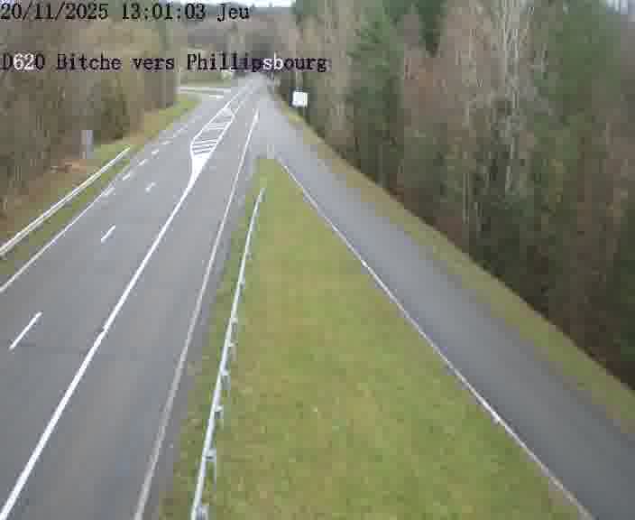 Webcam sur la D620, sur le contournement de Bitche. Vue orientée vers Philippsbourg