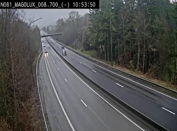 Webcam sur la N81 (E411) à hauteur de la jonction avec la N883. Vue orientée vers Arlon